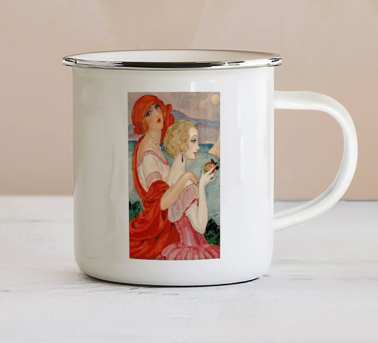 Gerda Wegener - Sur La Route D’anacapri taza de esmalte de Vintage by JUNIQE