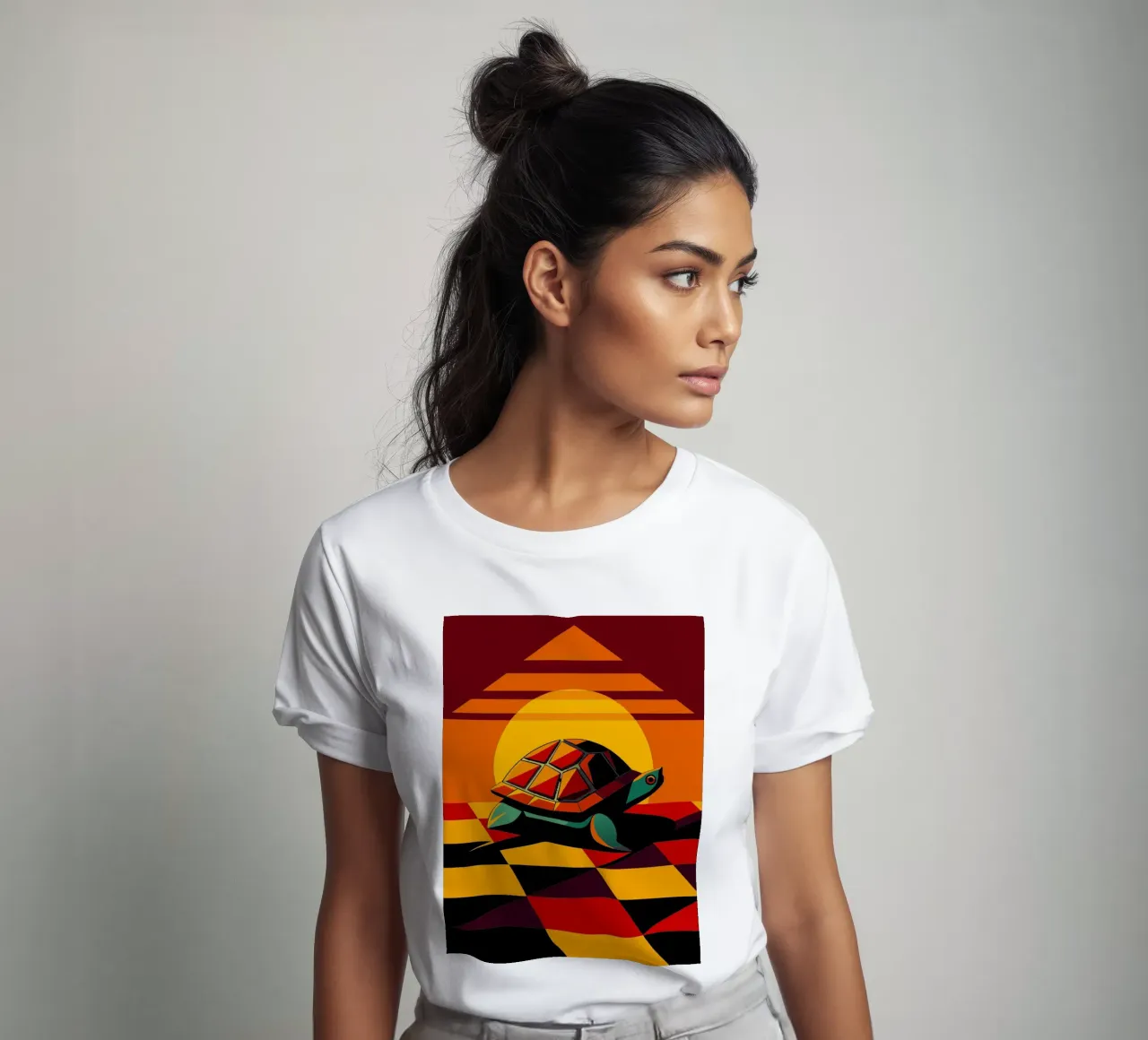 turtle vector art drawing t-shirt by alghonee
