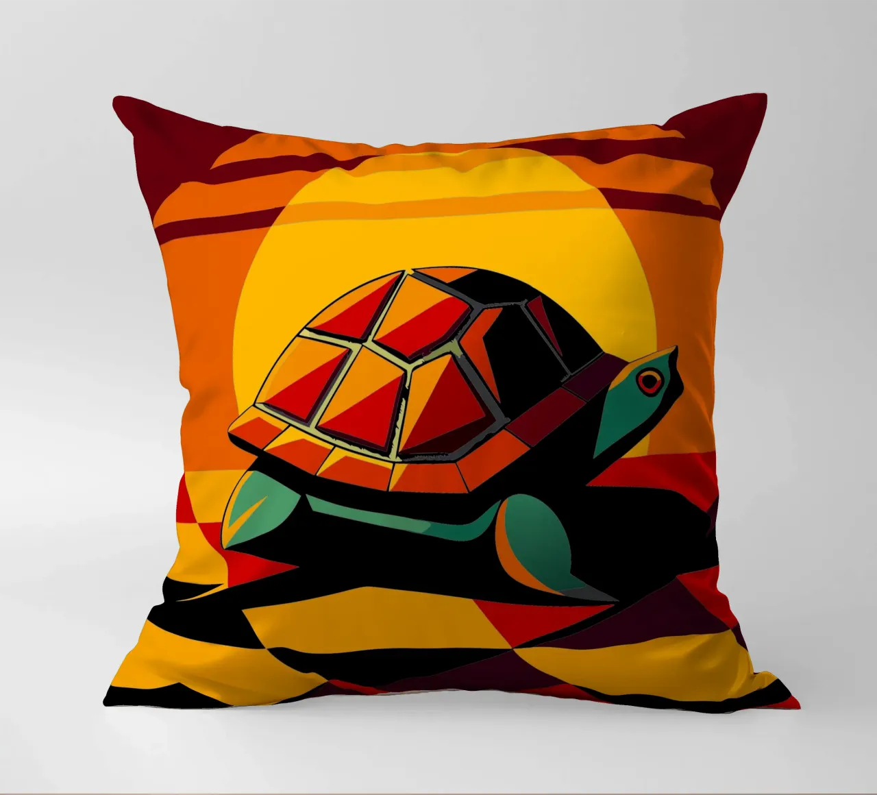 turtle vector art drawing decorative cushion by alghonee