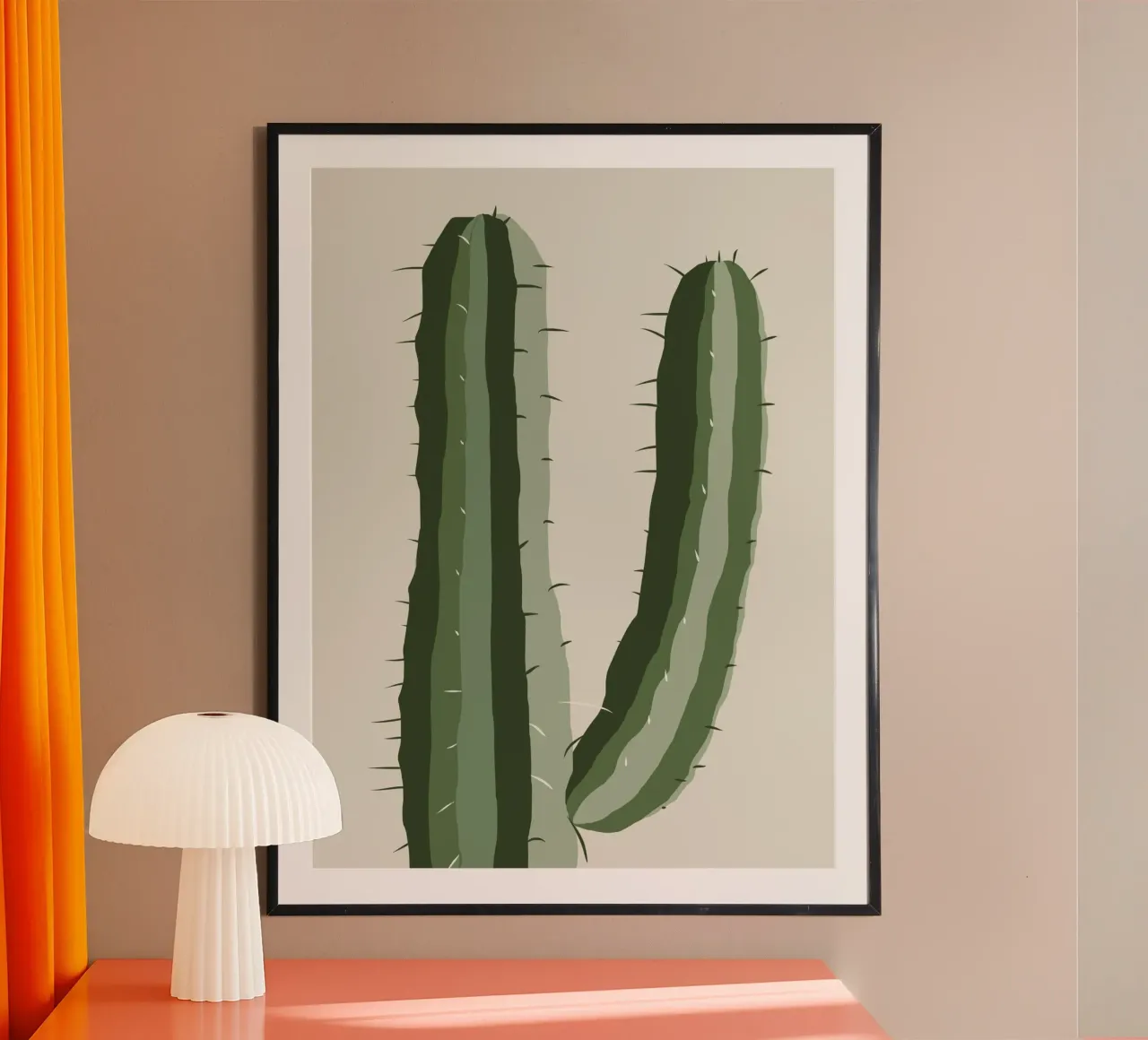 Cactus da solo poster con telaio in legno da Little Dean