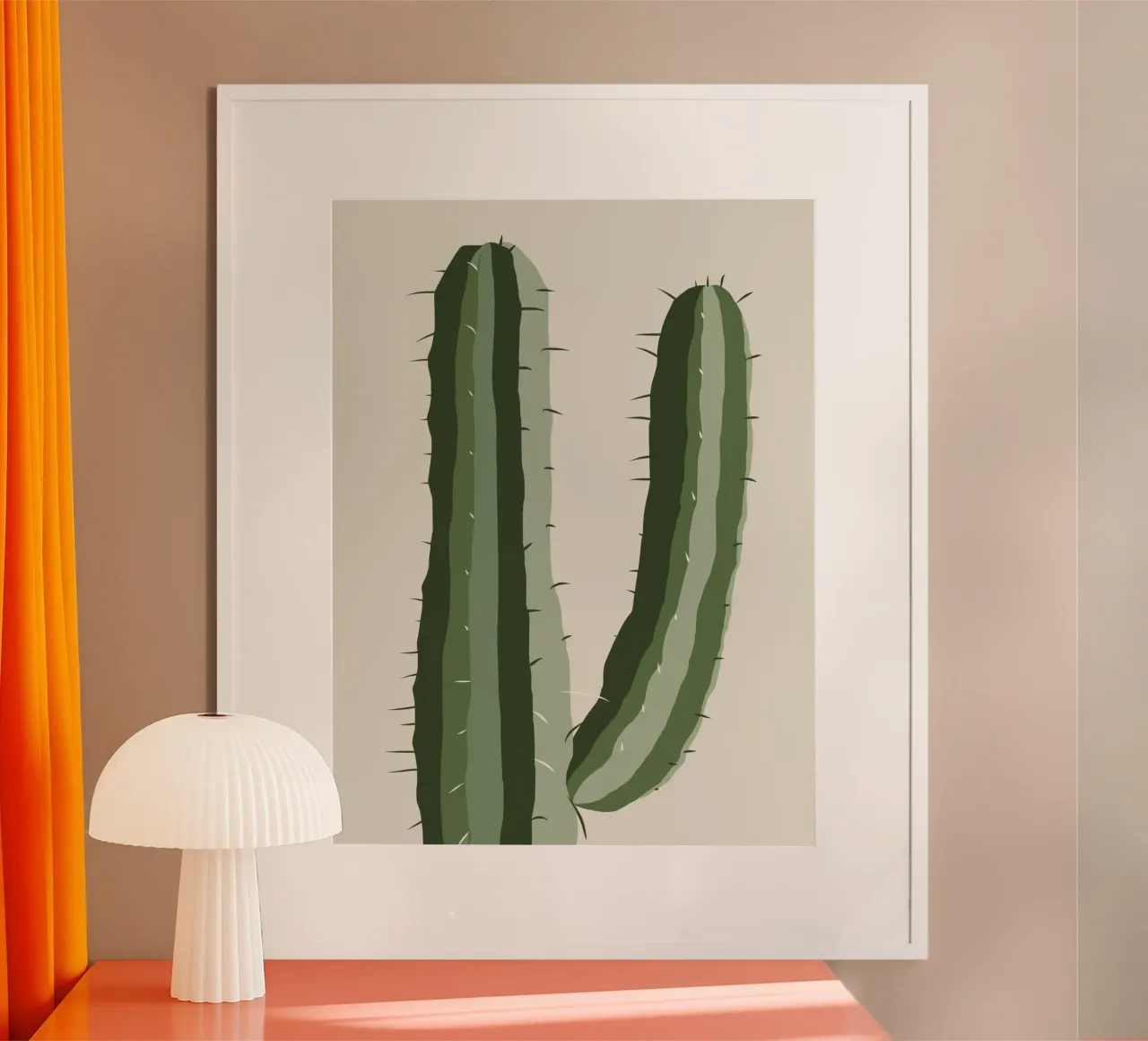 Cactus da solo poster con telaio in legno da Little Dean