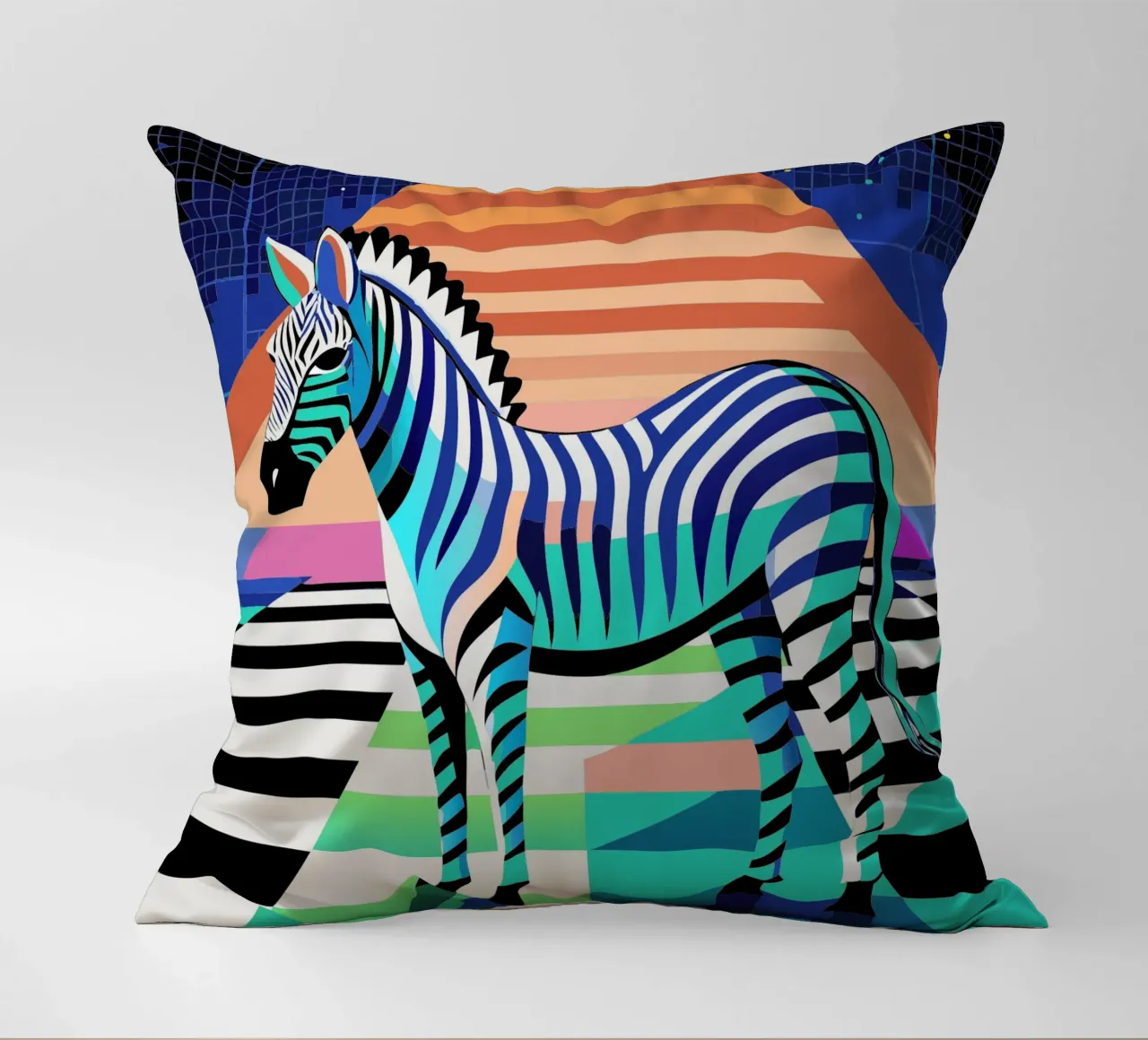 zebra vector art drawing decorative cushion by alghonee