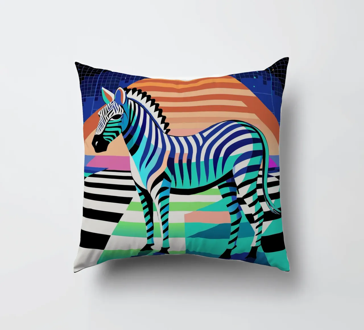 zebra vector art drawing decorative cushion by alghonee