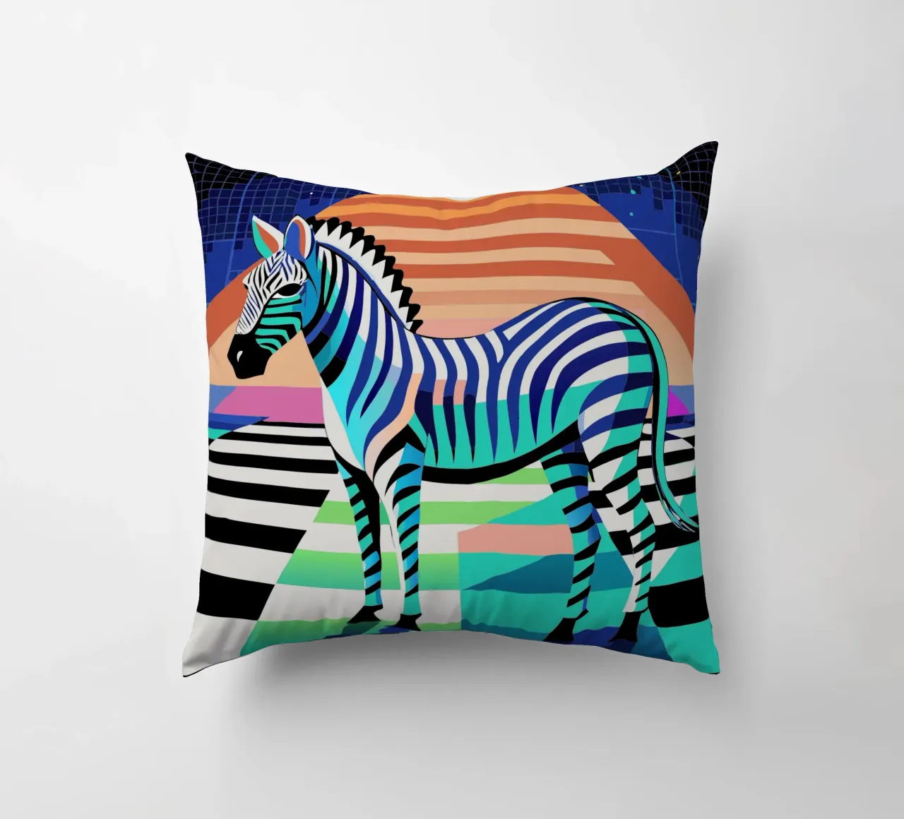 zebra vector art drawing decorative cushion by alghonee