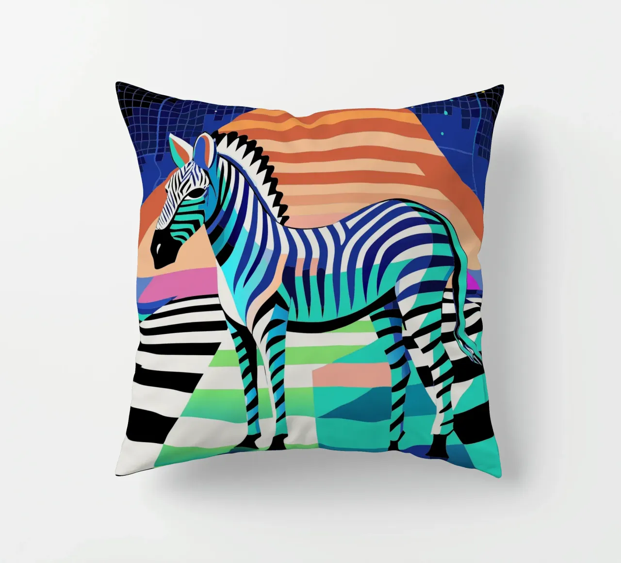 zebra vector art drawing decorative cushion by alghonee
