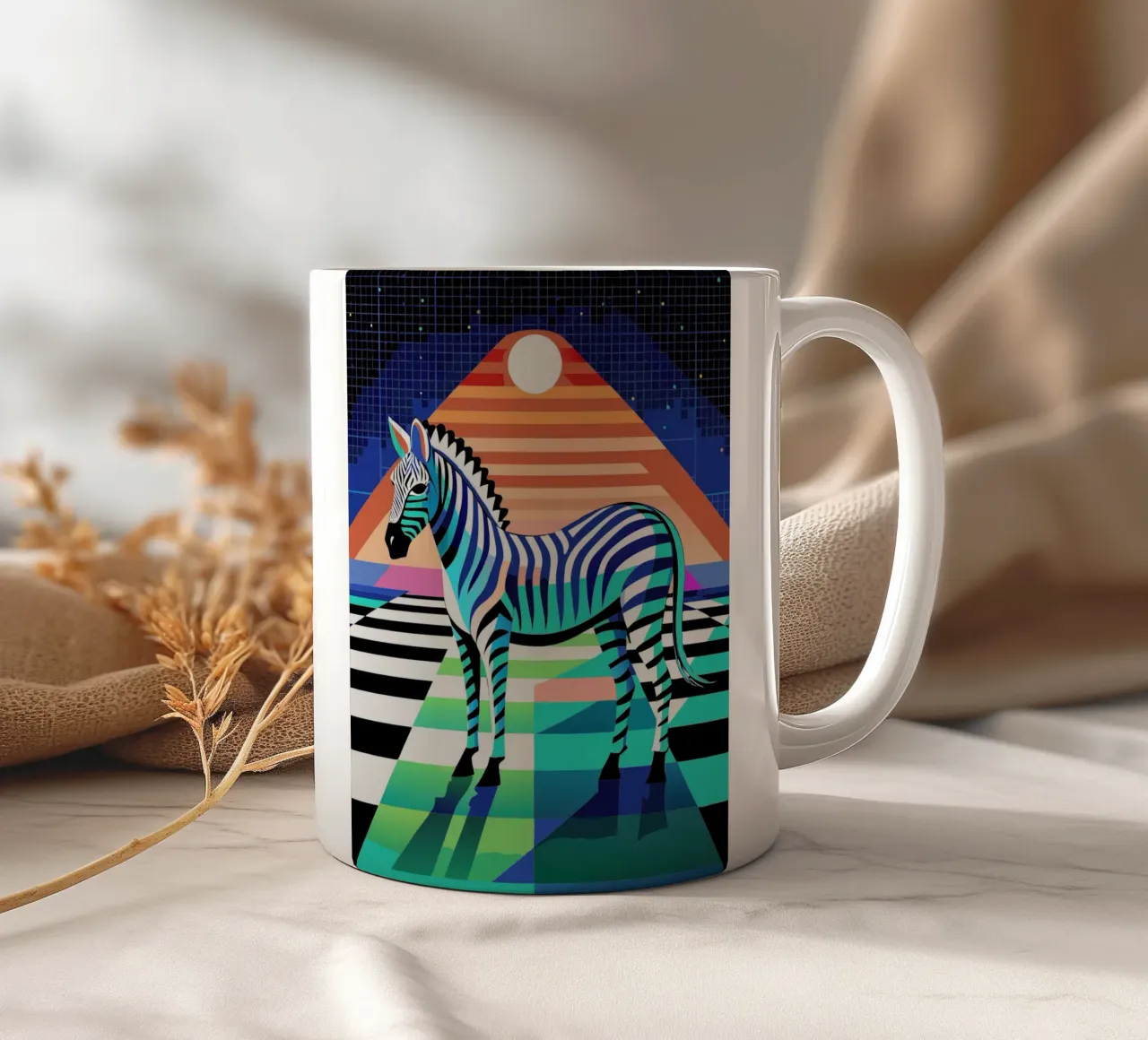 zebra vector kunst tekening keramische mok van alghonee