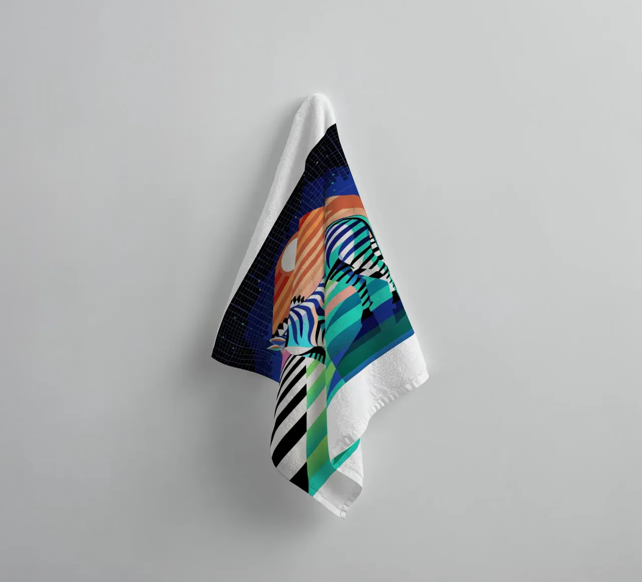 zebra vector art drawing towel by alghonee