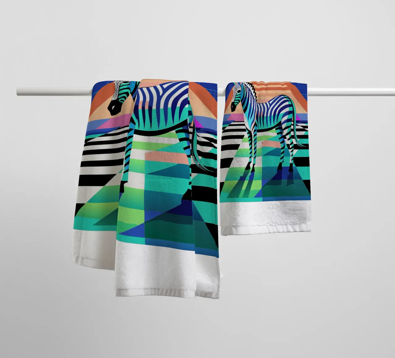 zebra vector art drawing towel by alghonee