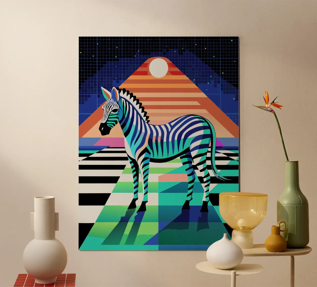 zebra vector kunst tekening poster met kunststof frame van alghonee