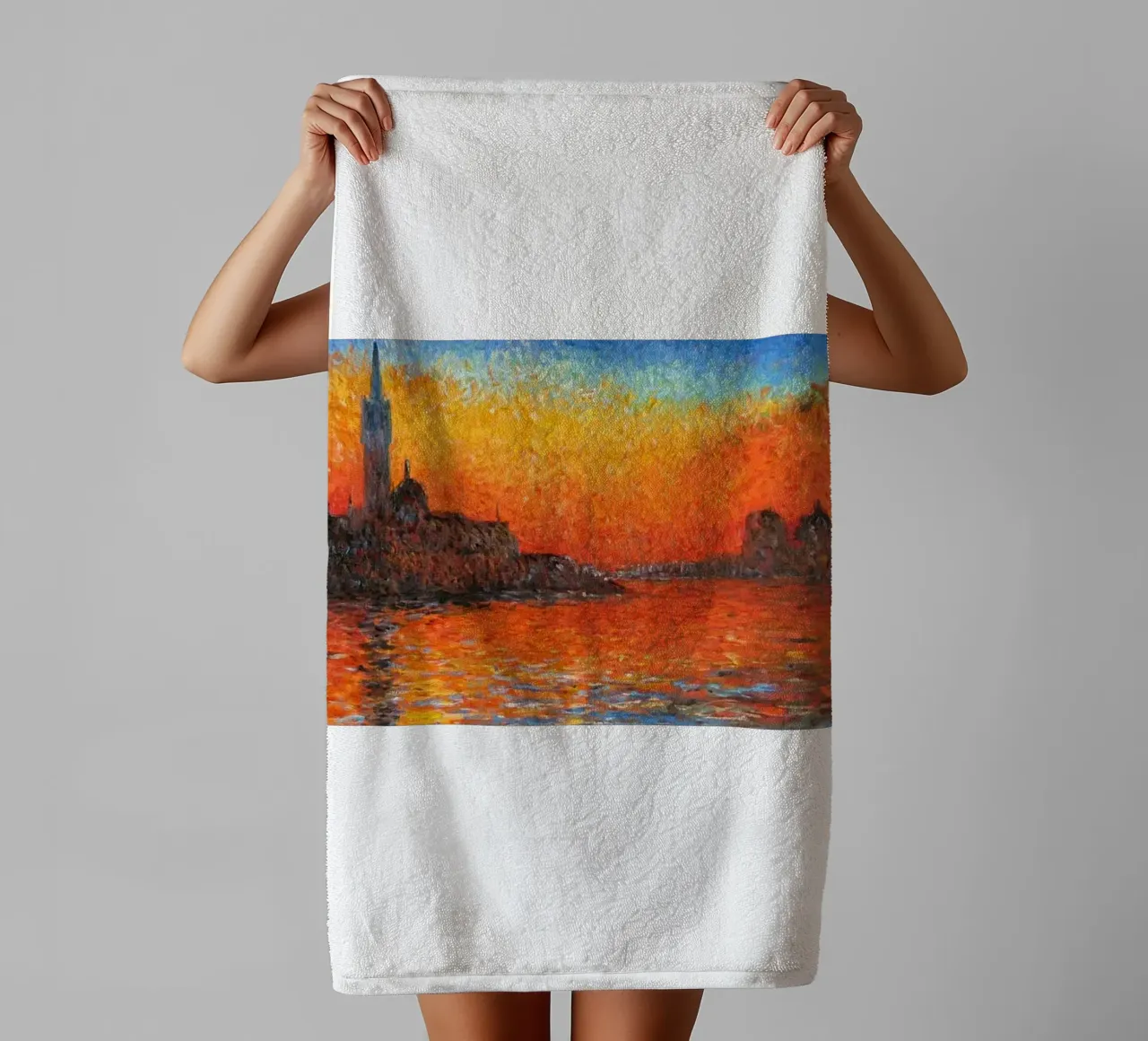 vue de l'île du monastère serviette de bain de SMG Store