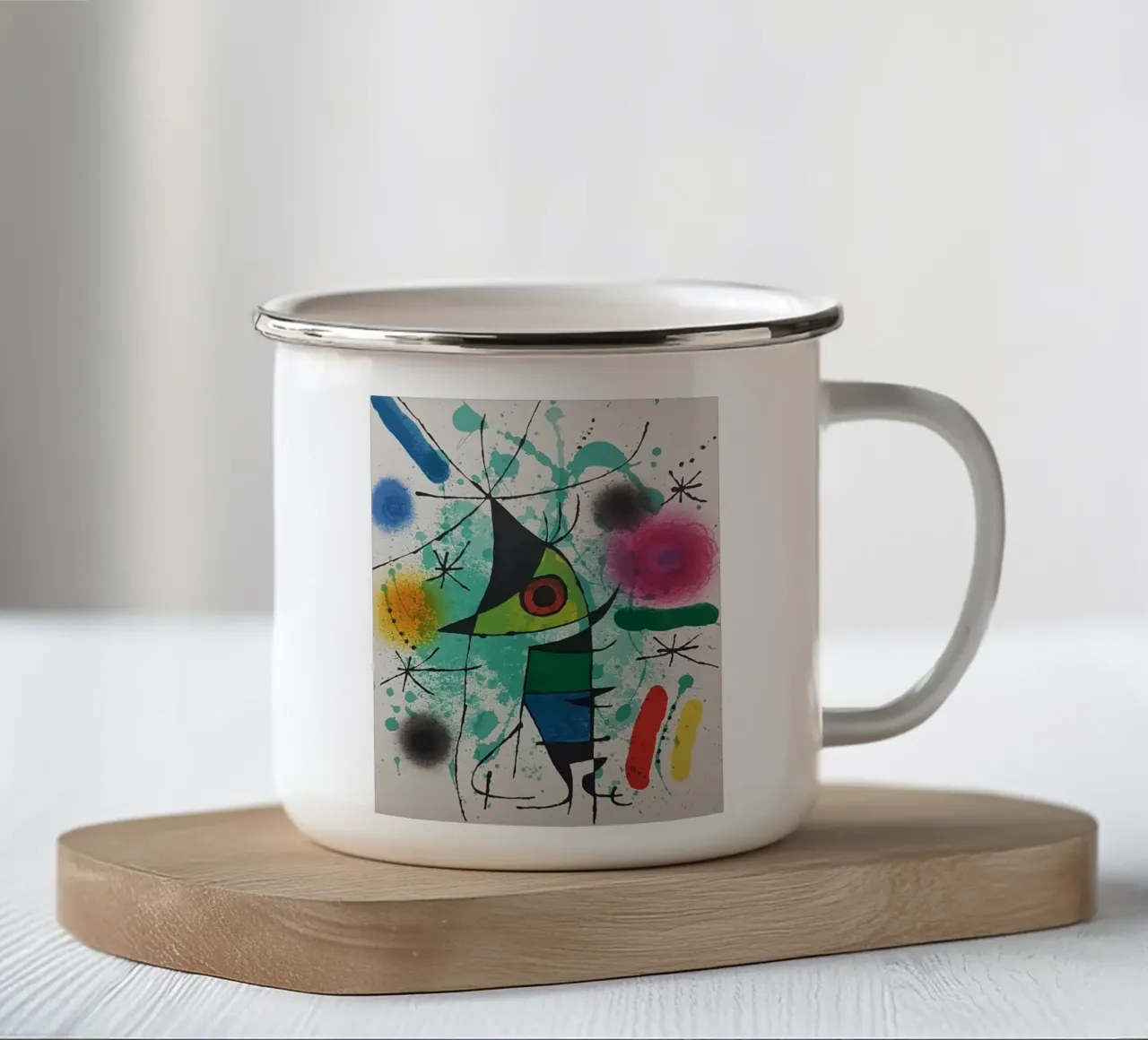 Joan Miro De zingende vis emaille mok van DuncanBennett shop