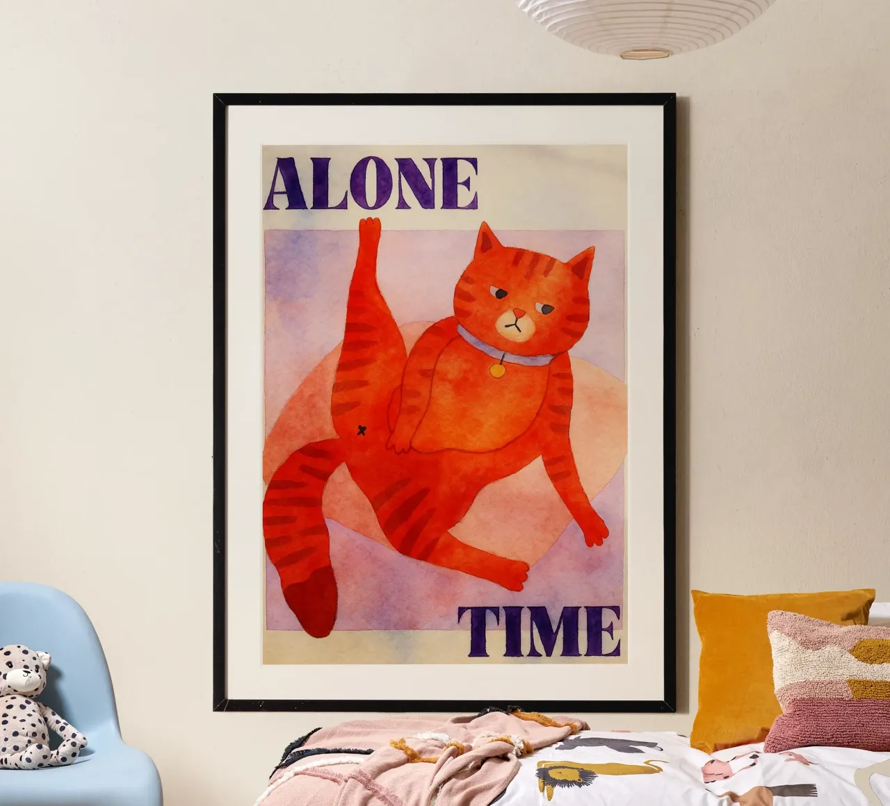 cat alone time retro art drawing hahnemühle by genzaa