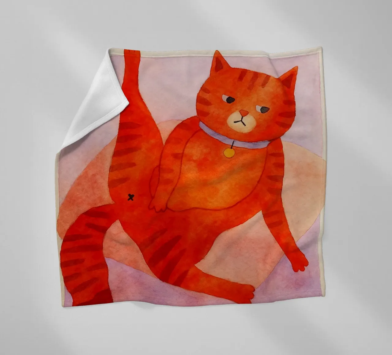 cat alone time retro art drawing fleece blanket by genzaa