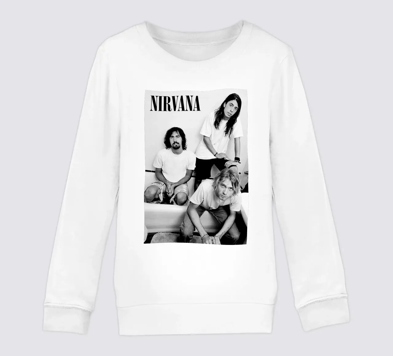 All Member Nirvana In Bathtub Black And White Poster felpa bambino da Has Fab