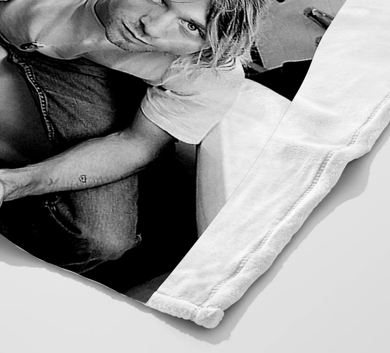 All Member Nirvana In Bathtub Black And White Poster coperta in pile da Has Fab