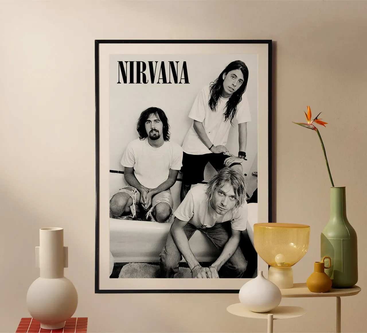 All Member Nirvana In Bathtub Black And White Poster carta hahnemühle da Has Fab