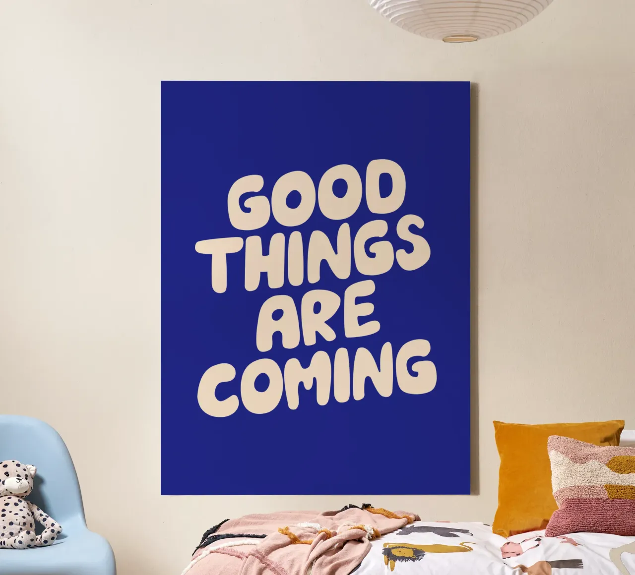 Good Things Are Coming Typography Design canvas with Floater frame by THE MOTIVATED TYPE