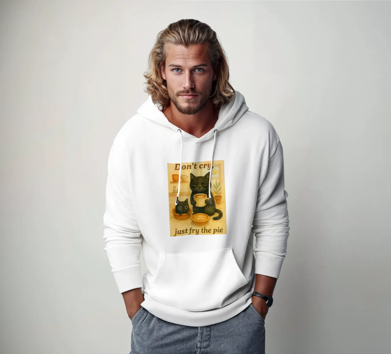 gato y café dibujo retro art sudadera con capucha de genzaa