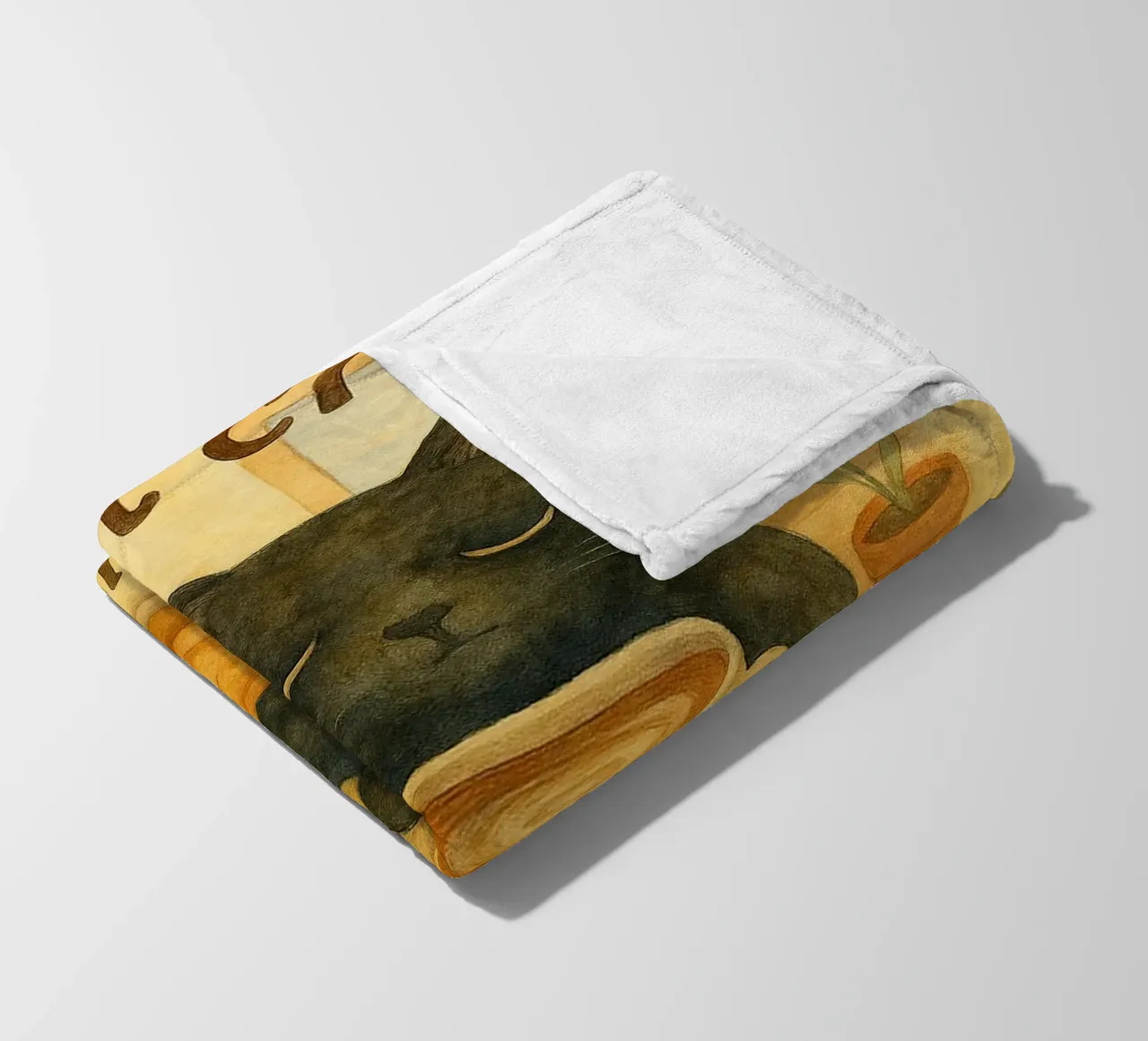 Katze und Kaffee Retro-Kunstzeichnung Fleecedecke von genzaa
