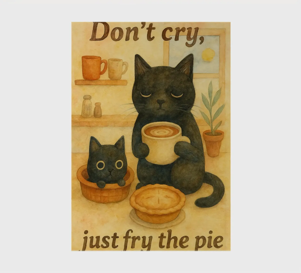 cat and coffee retro art drawing notebook by genzaa