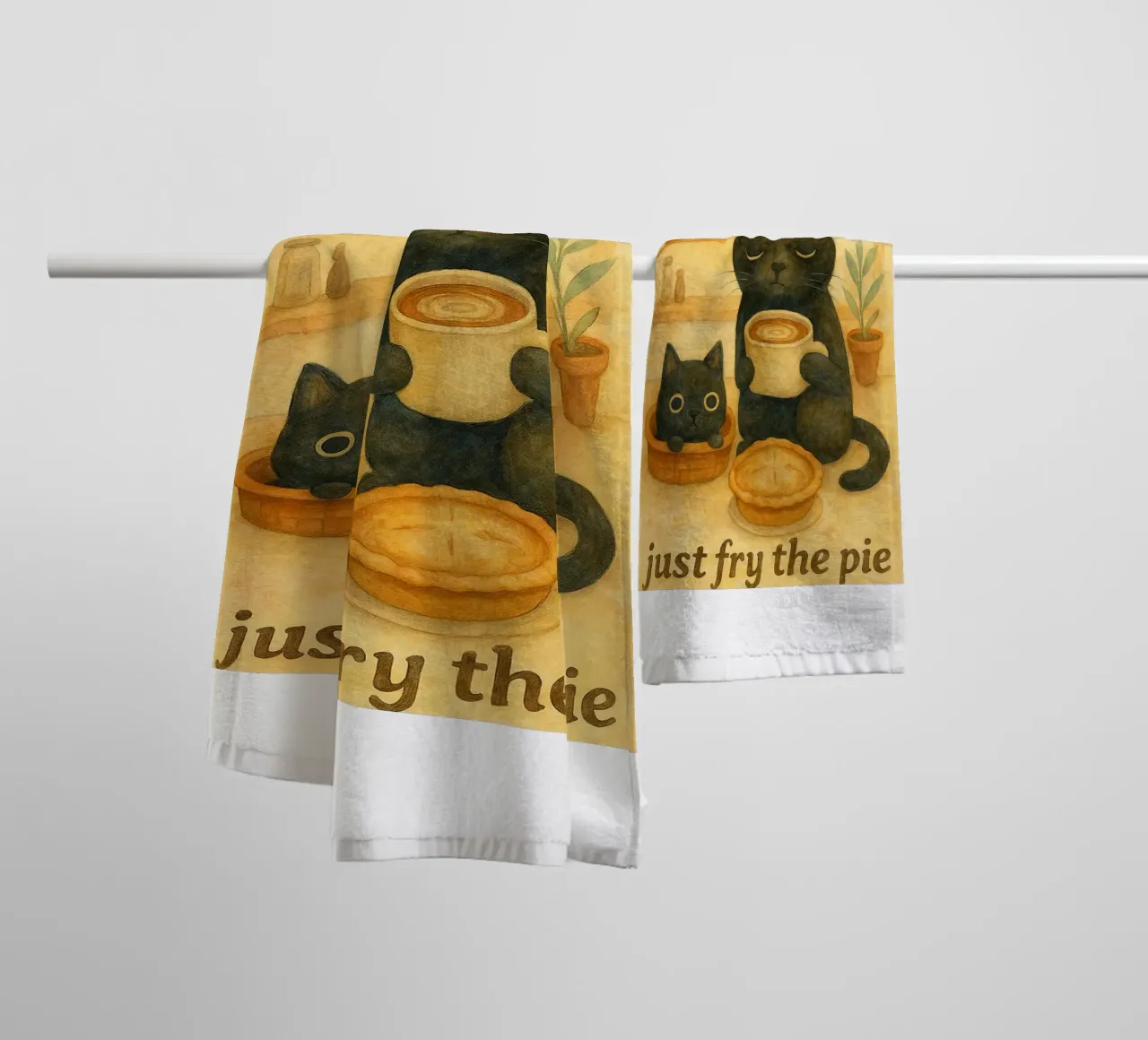 Katze und Kaffee Retro-Kunstzeichnung Handtuch von genzaa