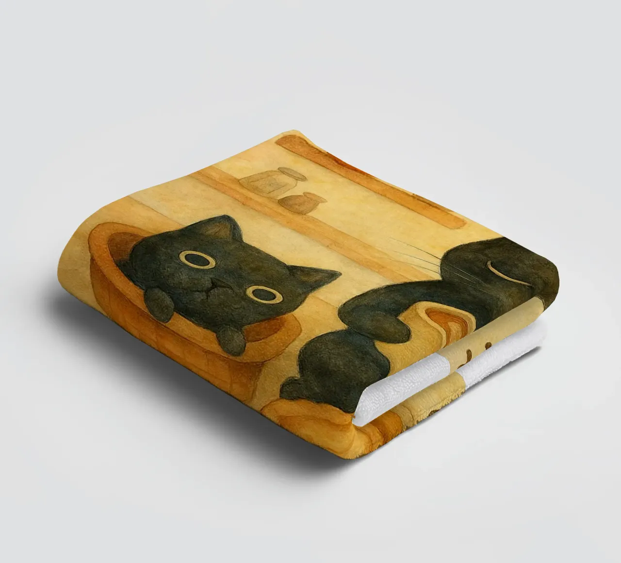 Katze und Kaffee Retro-Kunstzeichnung Handtuch von genzaa