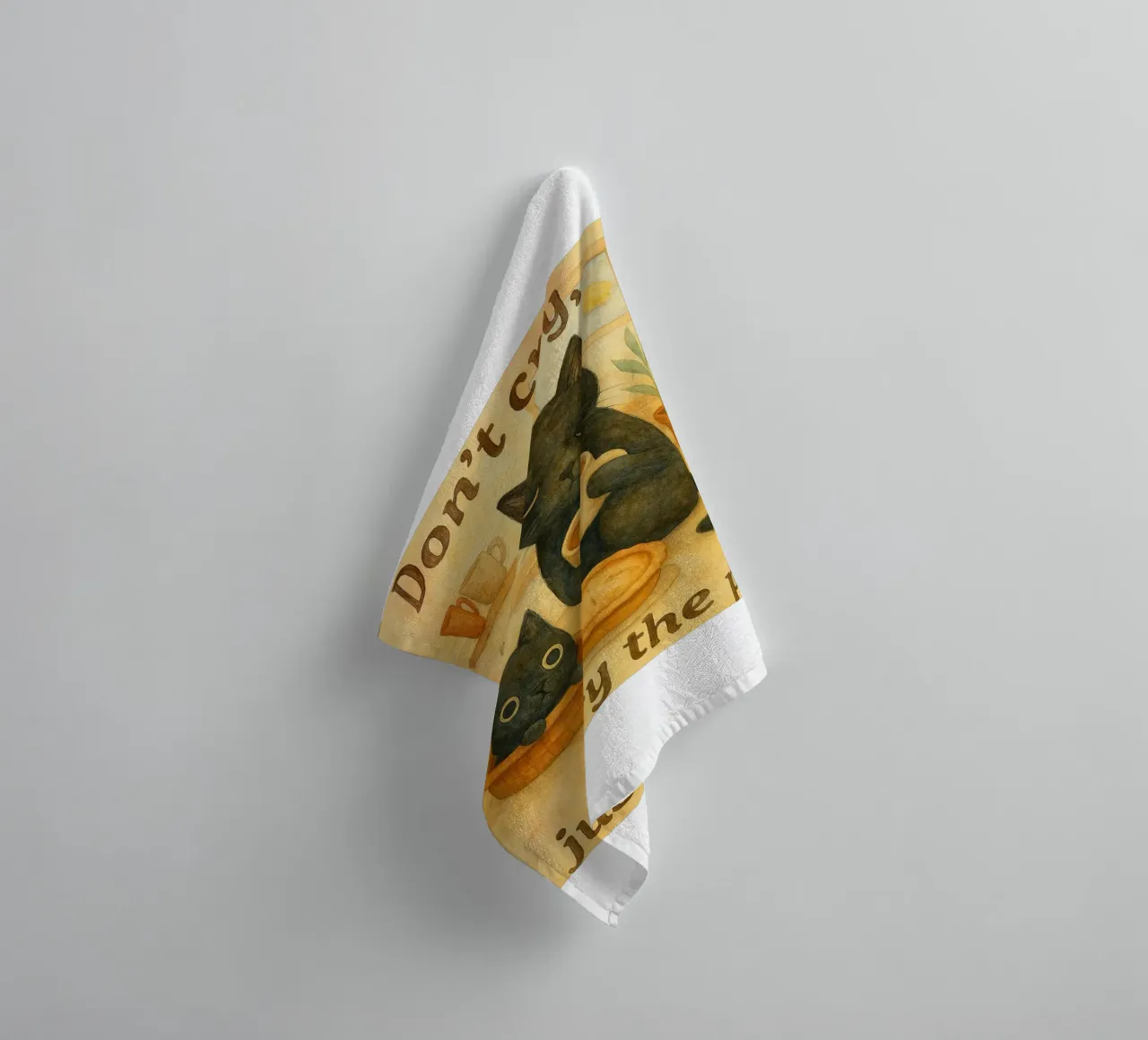 Katze und Kaffee Retro-Kunstzeichnung Handtuch von genzaa