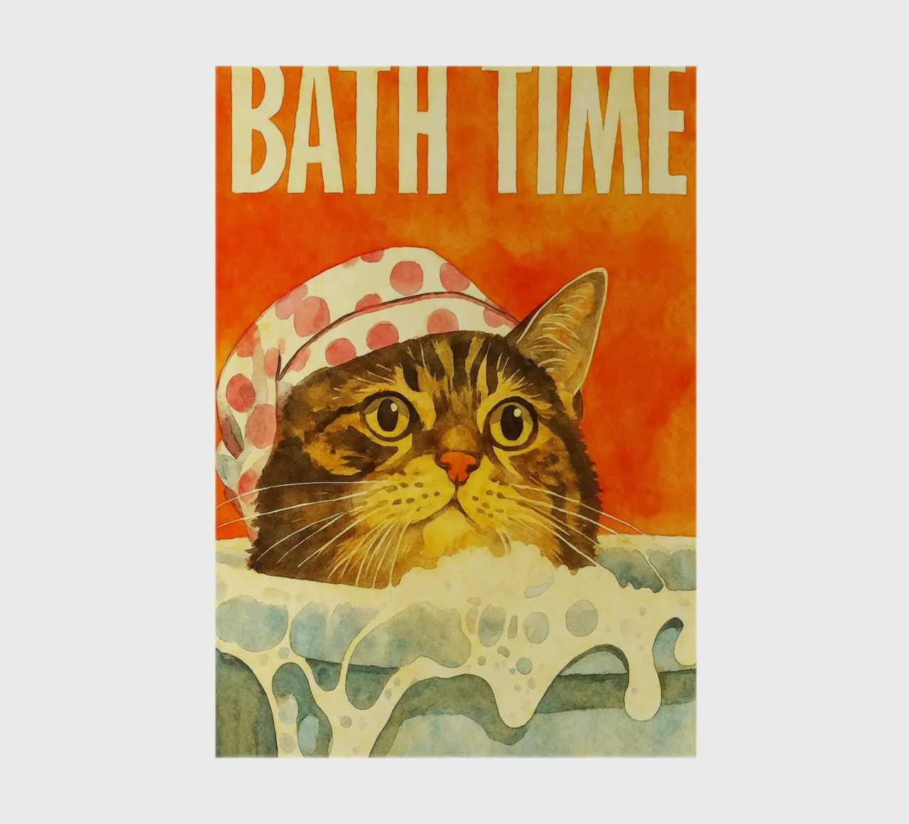 cat bath time retro art drawing notebook by genzaa