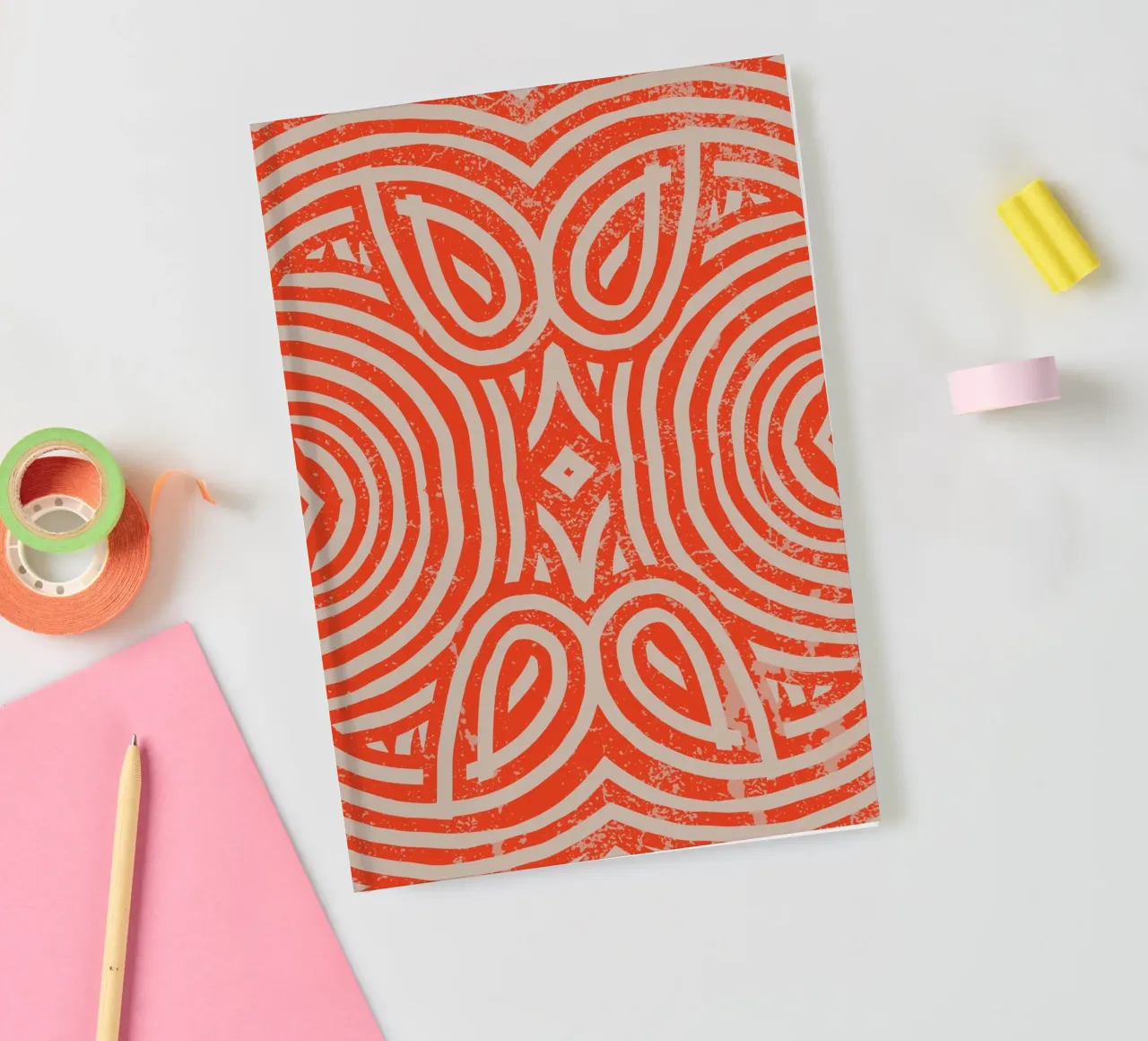Grunge symmetrical pattern 02 notebook by Little Dean