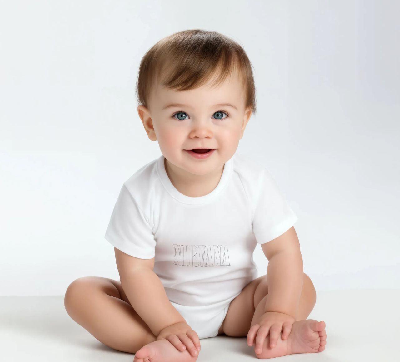 White Text Only body neonato maniche corte da Has Fab