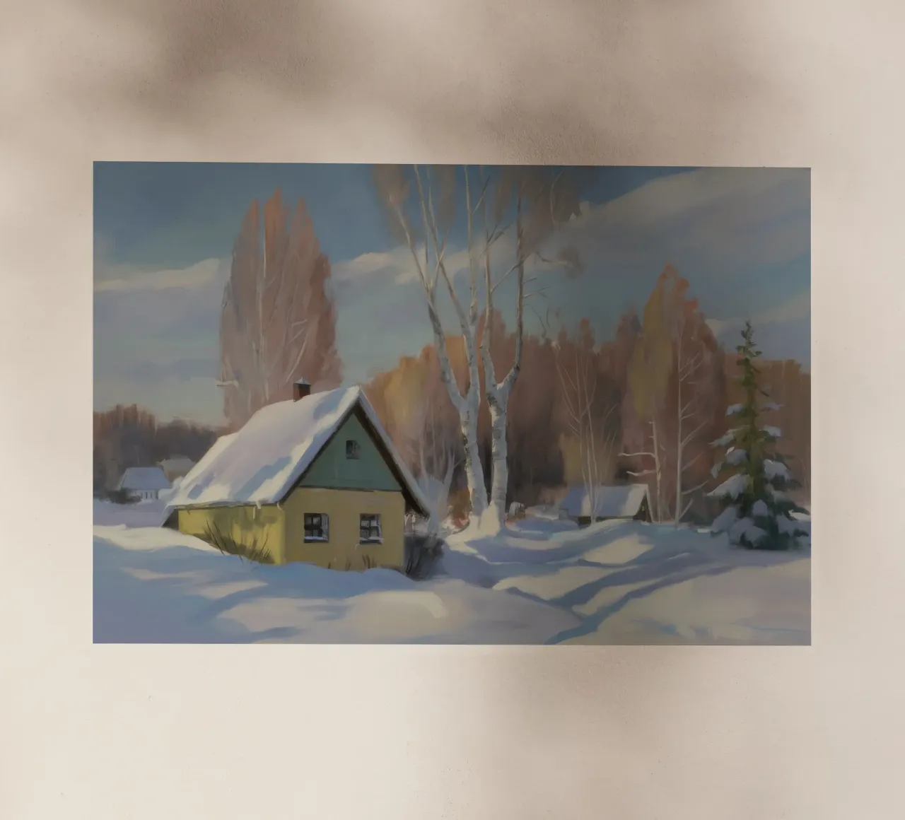 Cottage Birch Snow pellicola backlit da Celestial Harmony