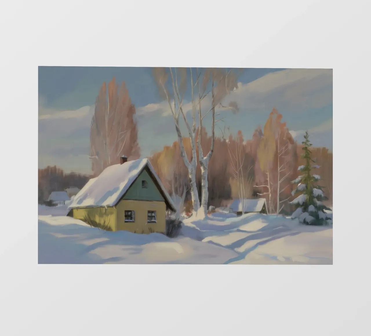 Cottage Birch Snow pellicola backlit da Celestial Harmony