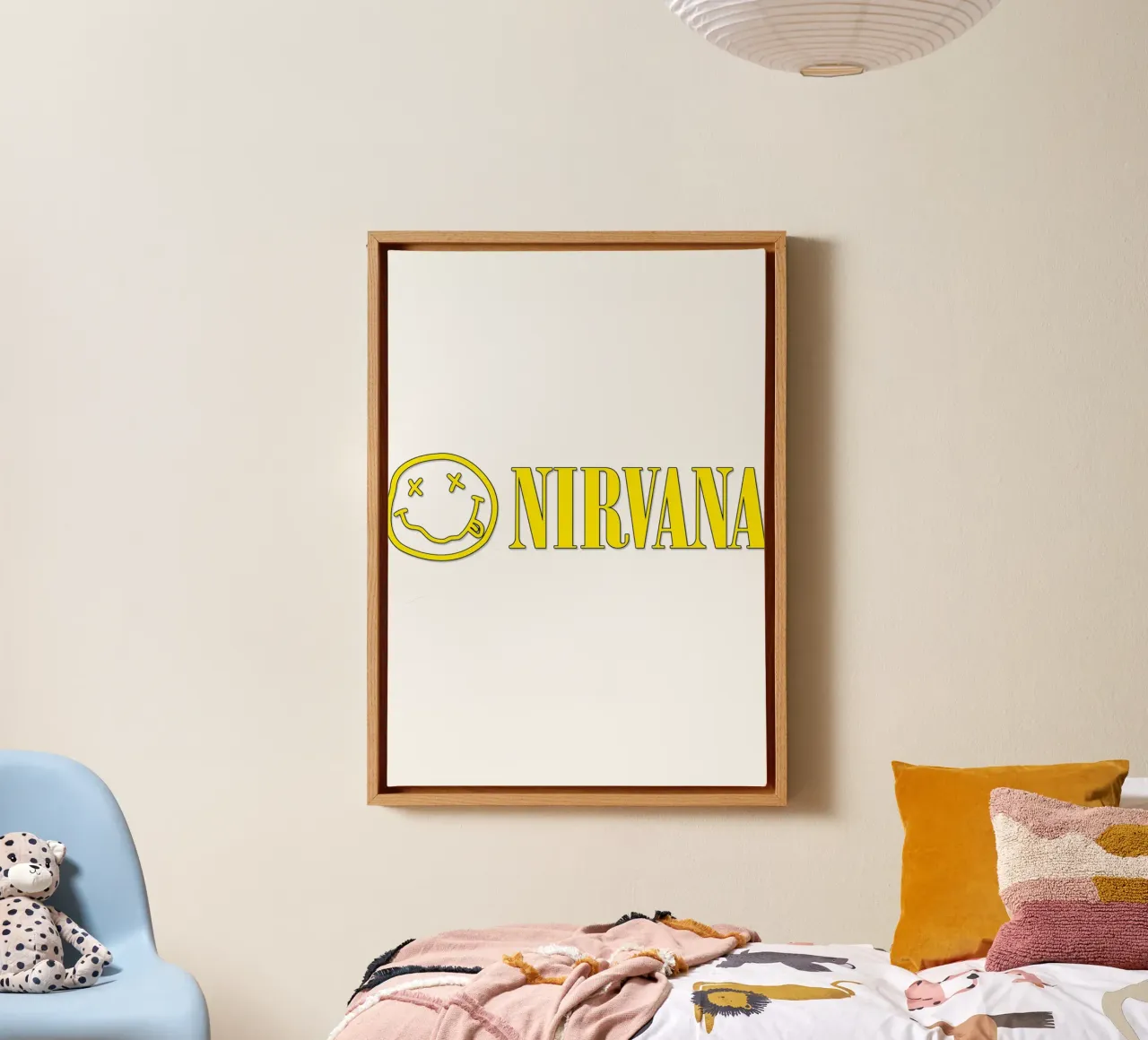 Logo And Text Nirvana Poster canvas met Baklijst van Has Fab