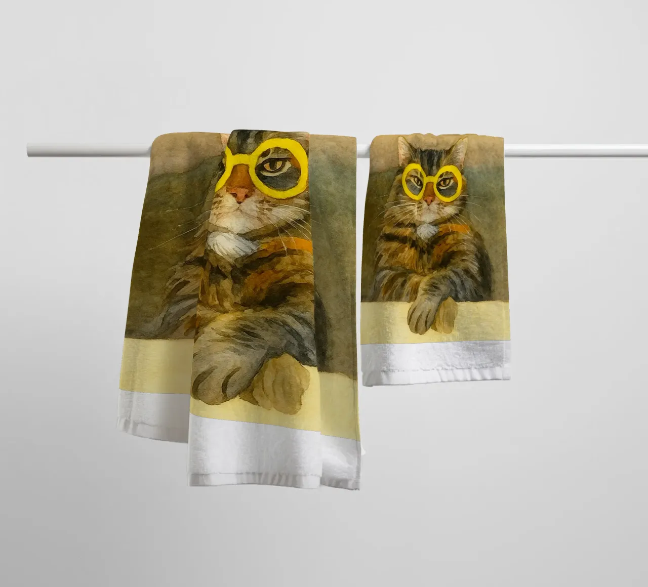cat eyes on you retro art drawing towel by genzaa