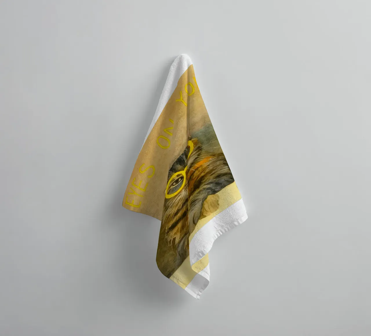 cat eyes on you retro art drawing towel by genzaa