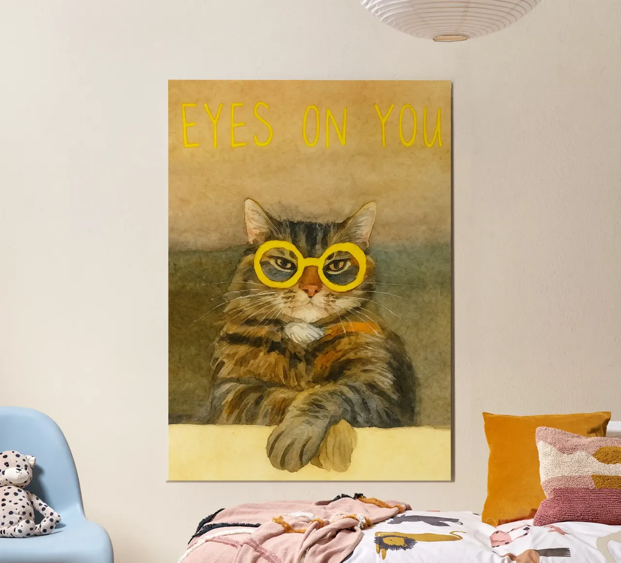 kattenogen op jou retro kunst tekening poster met kunststof frame van genzaa