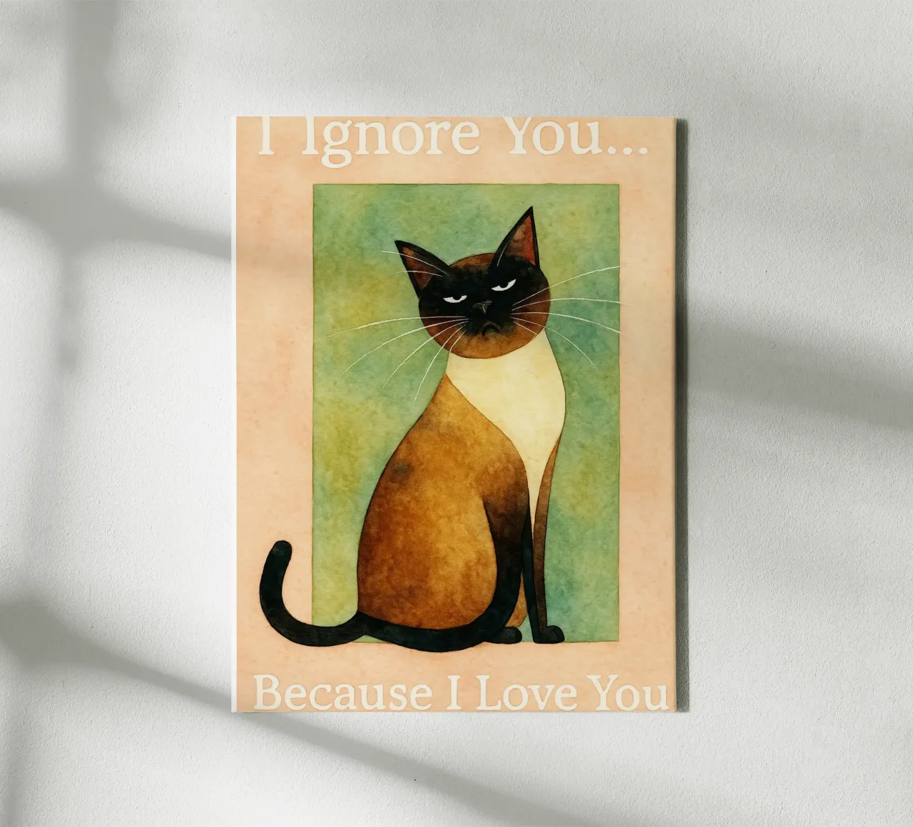 Katze ich liebe dich retro Kunst Zeichnung Leinwand mit Schattenfugenrahmen von genzaa