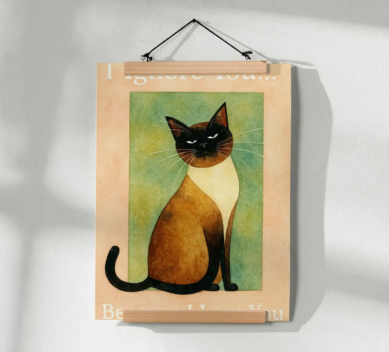 Katze ich liebe dich retro Kunst Zeichnung Hahnemühle von genzaa