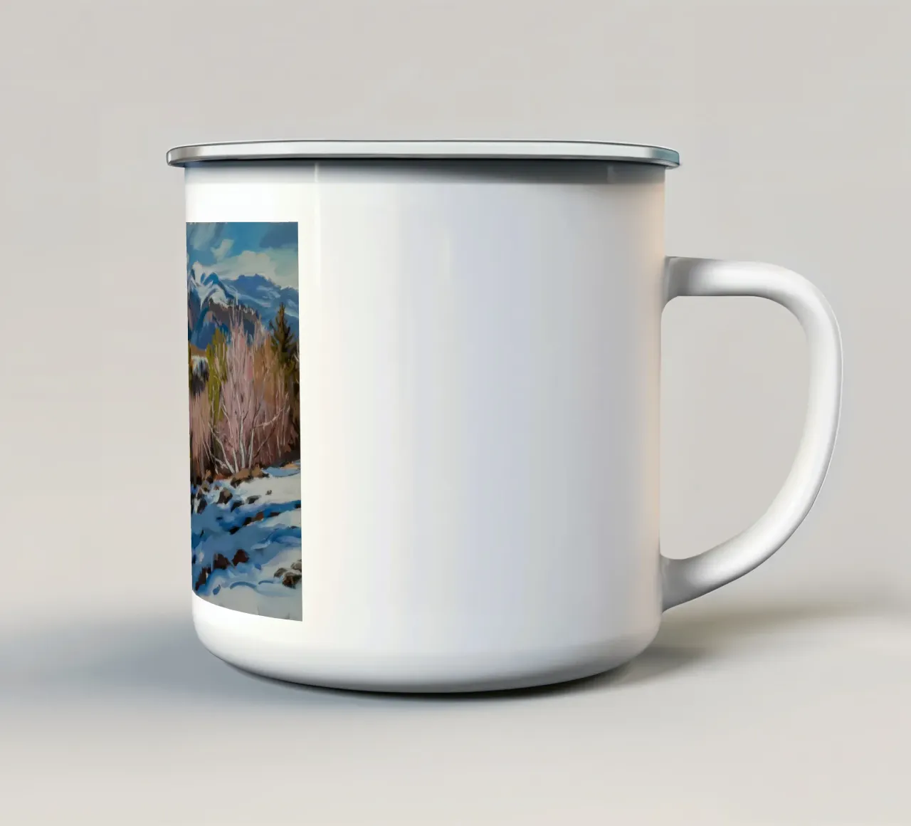 Picchi di roccia del fiume tazza in smalto da Celestial Harmony