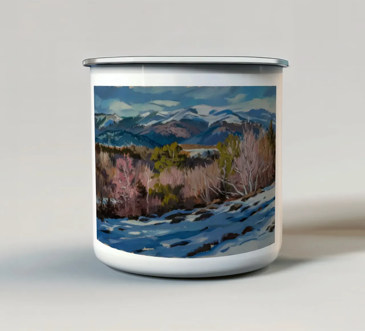 Picchi di roccia del fiume tazza in smalto da Celestial Harmony
