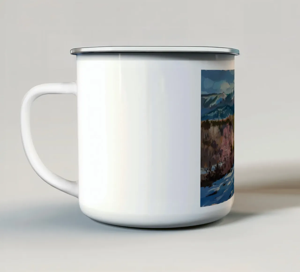 Picchi di roccia del fiume tazza in smalto da Celestial Harmony