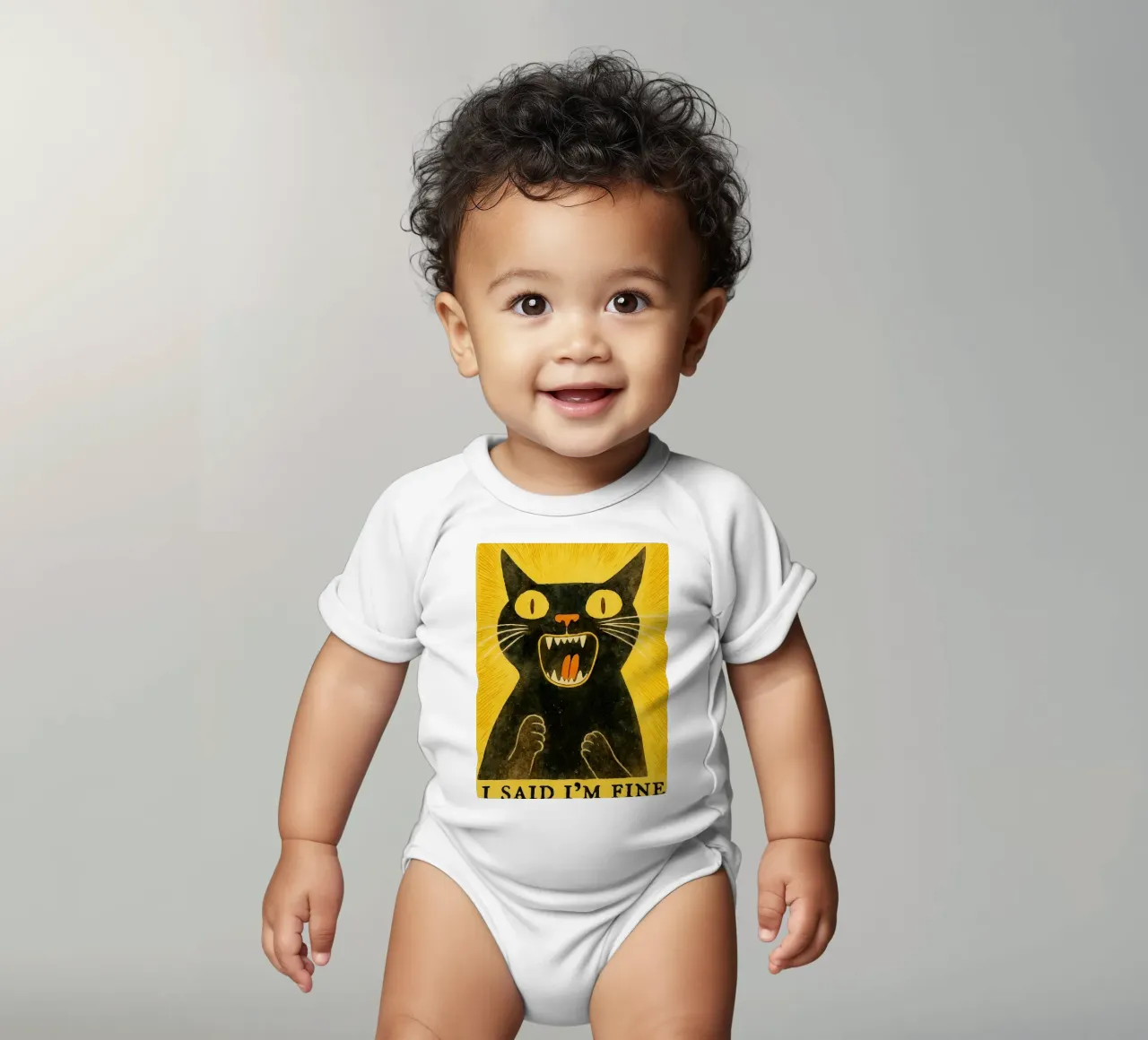 Katze, die ich sagte, im feinen Retro-Kunstzeichnung Kurzarm Babybody von genzaa