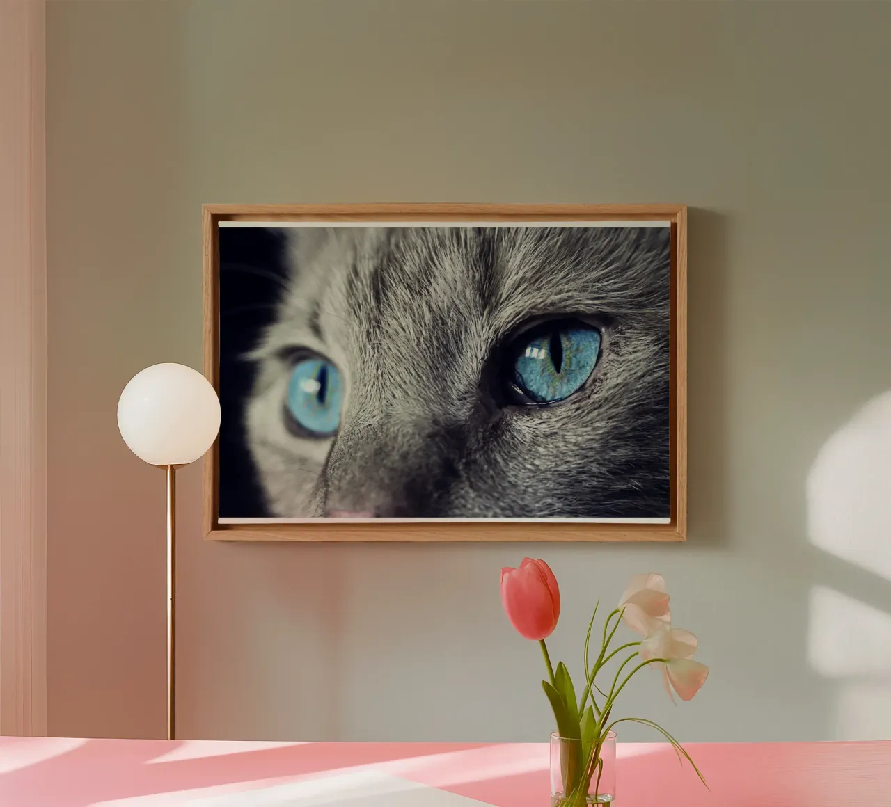 whisker line cat canvas with Floater frame by animal story home