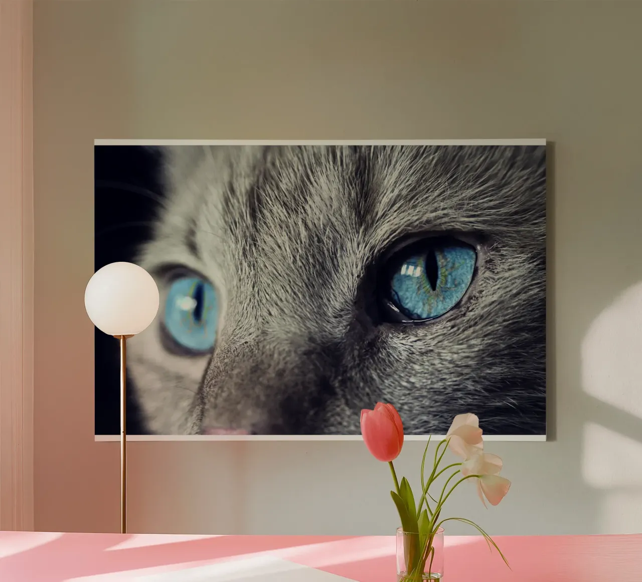 whisker line cat canvas with Floater frame by animal story home