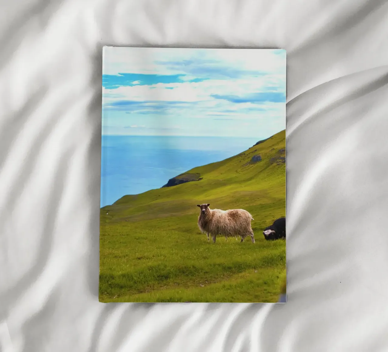 sheep ocean grass hillside notebook by animal story home