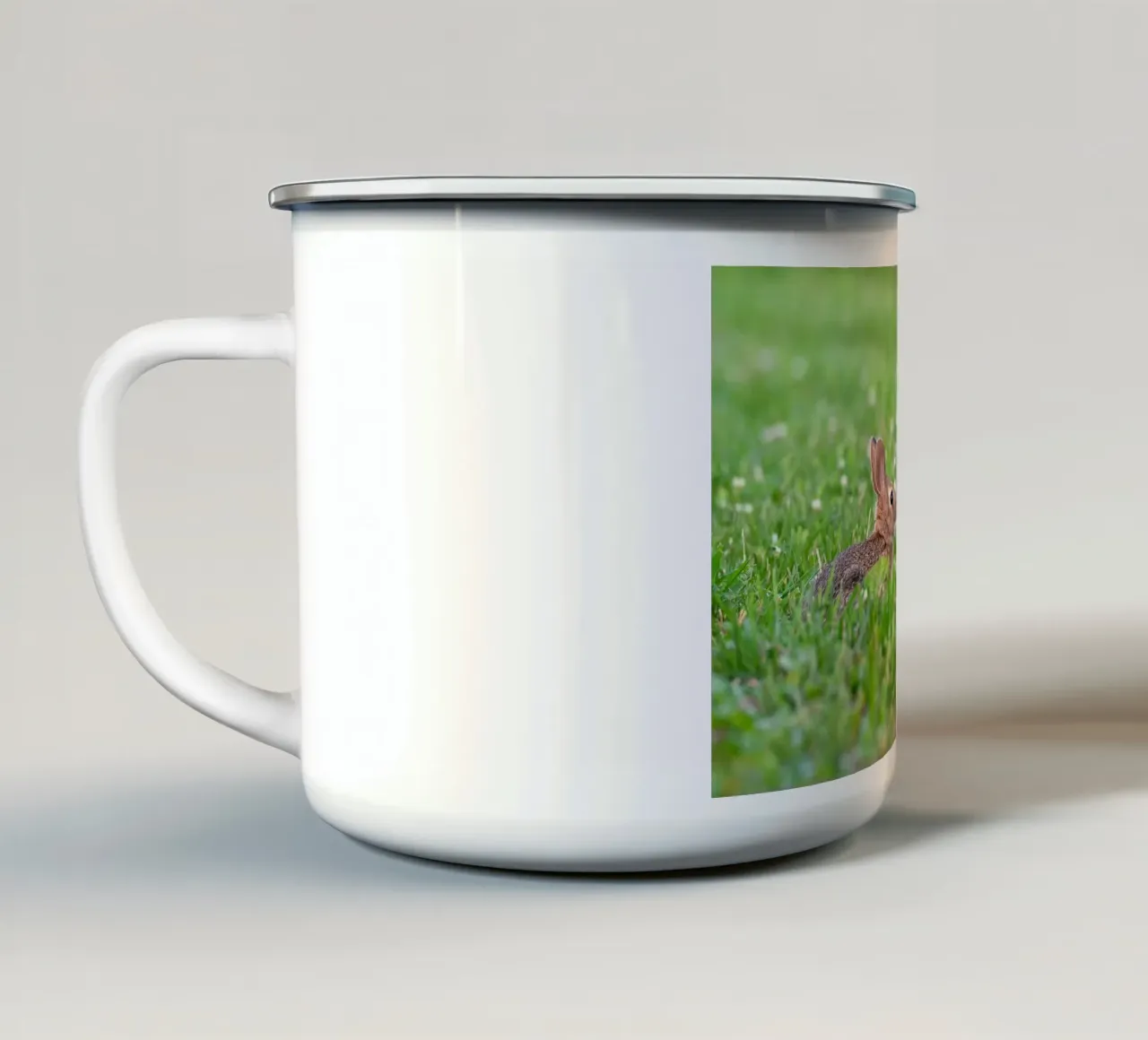 trébol hierba de conejo taza de esmalte de animal story home