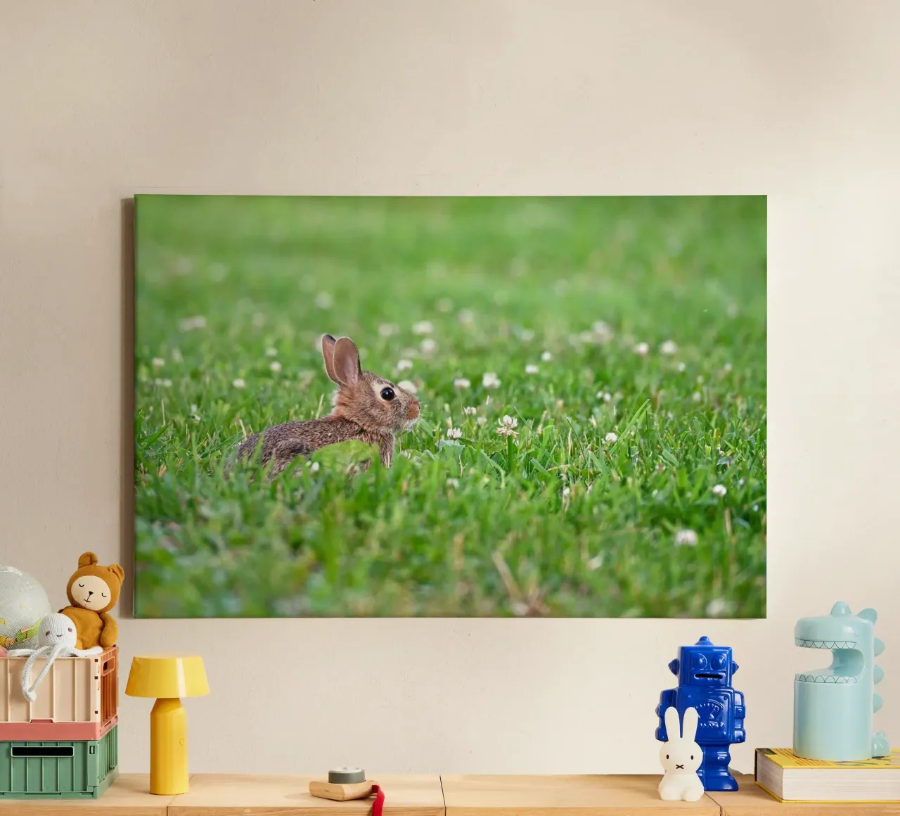rabbit grass clover canvas by animal story home