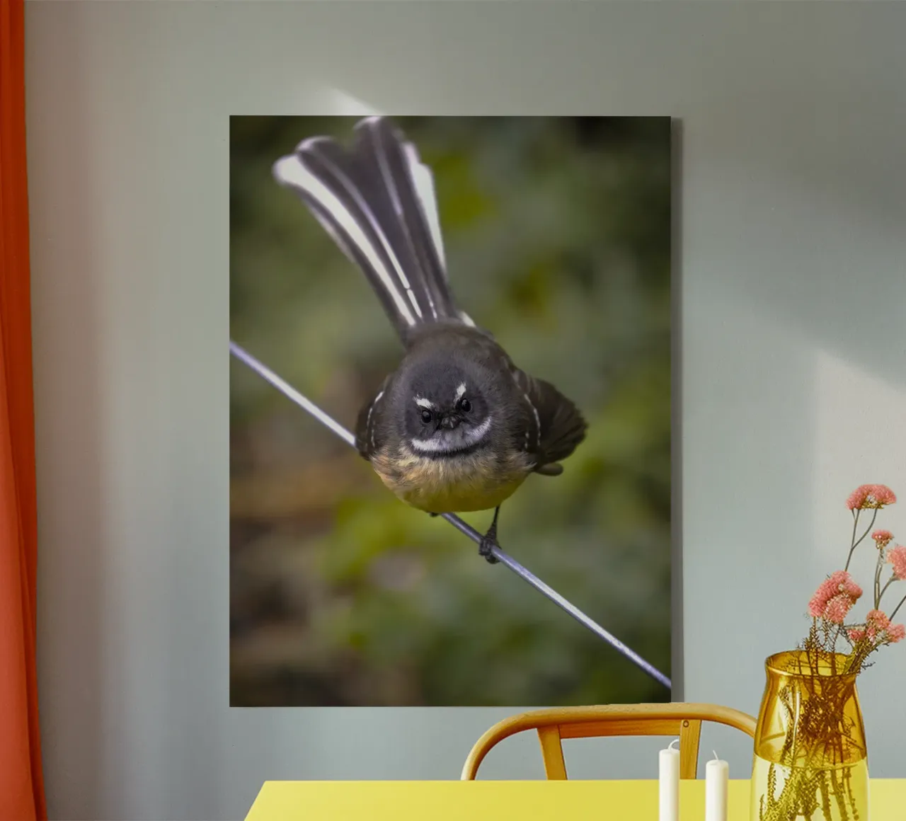piccolo uccello in fantail tela con Cornice a cassetta da animal story home