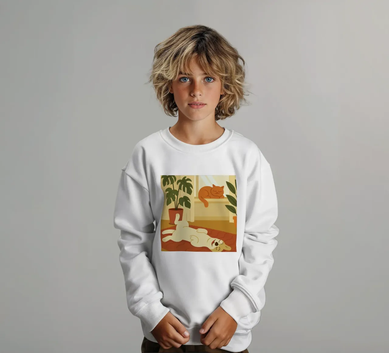 cane e gatto si rilassano felpa bambino da animal story home
