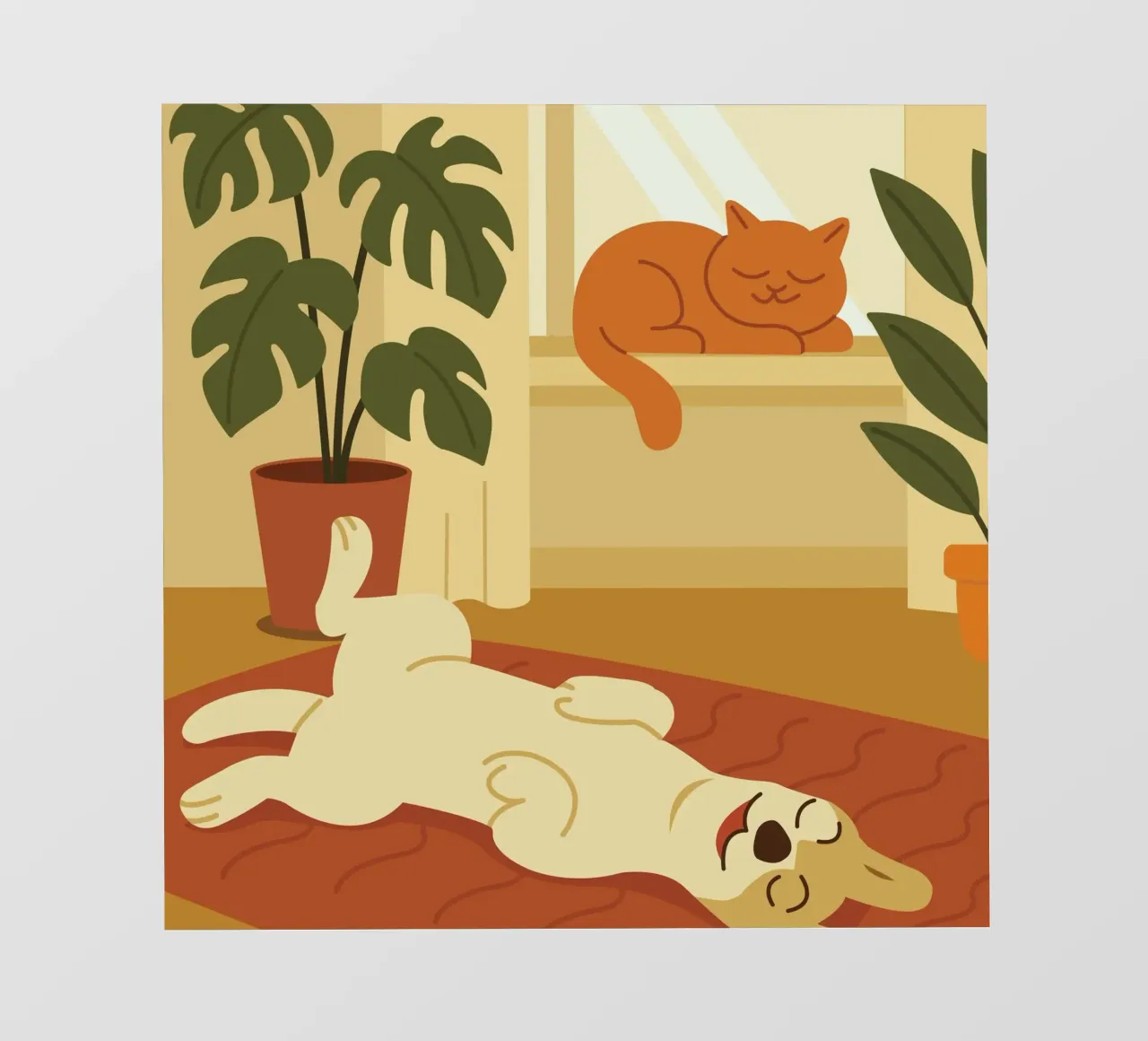 cane e gatto si rilassano telo in pvc da animal story home